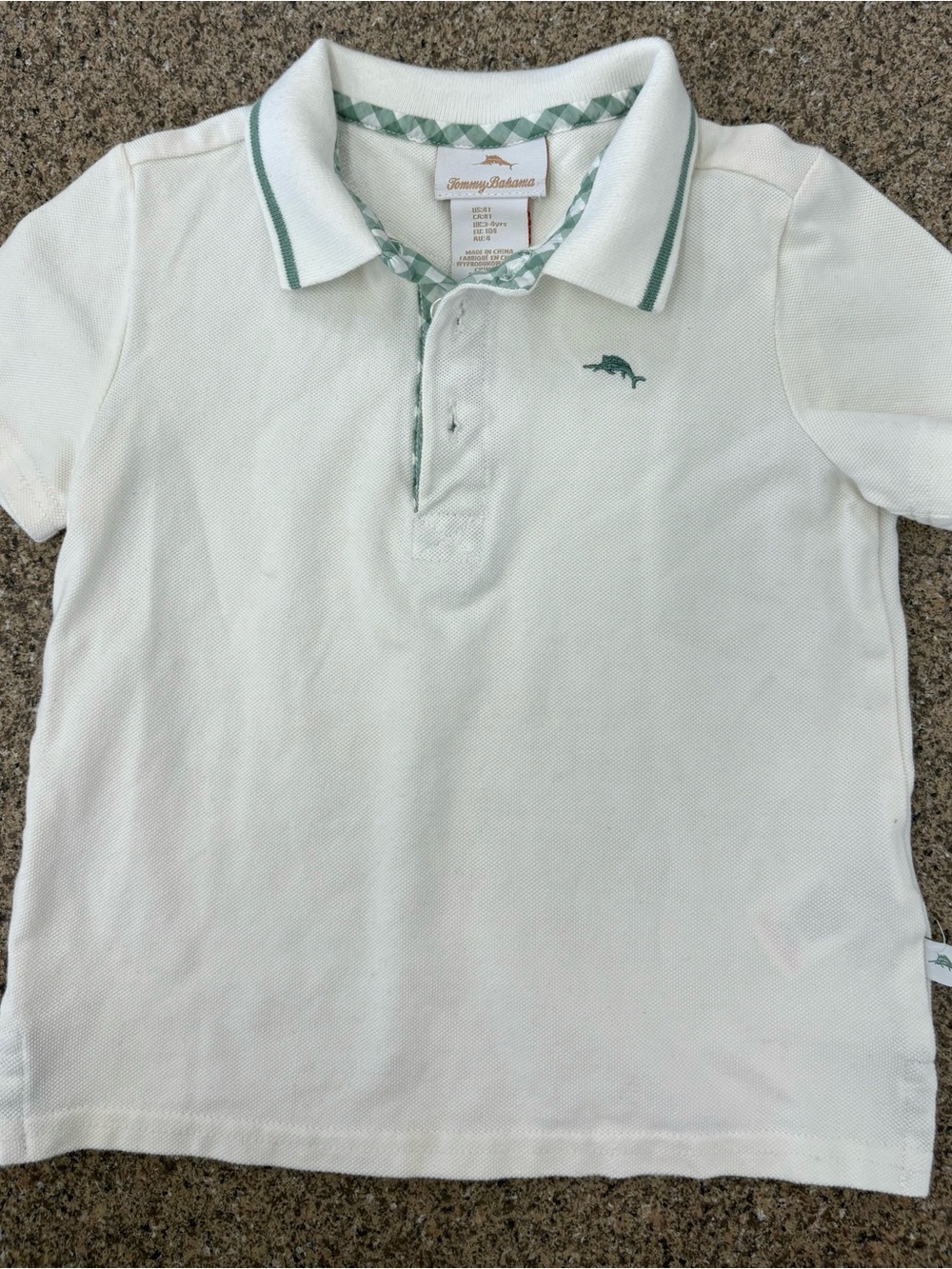 Tommy Bahama Kids White Polo with Green Accents